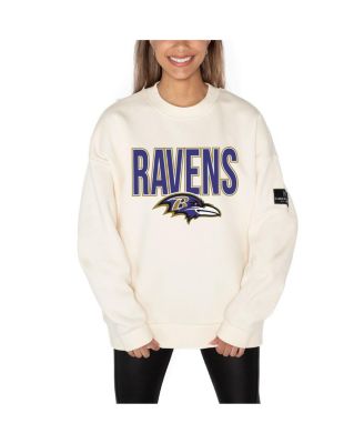 Женский кремовый пуловер с открытыми плечами из флиса премиум-класса Baltimore Ravens от Gameday Couture.