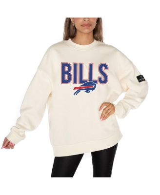 Women's Cream Buffalo Bills Premium Fleece Drop Shoulder Pullover Sweatshirt