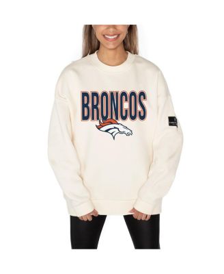 Женский кремовый пуловер Denver Broncos премиум-класса из флиса Gameday Couture с открытыми плечами и толстовкой