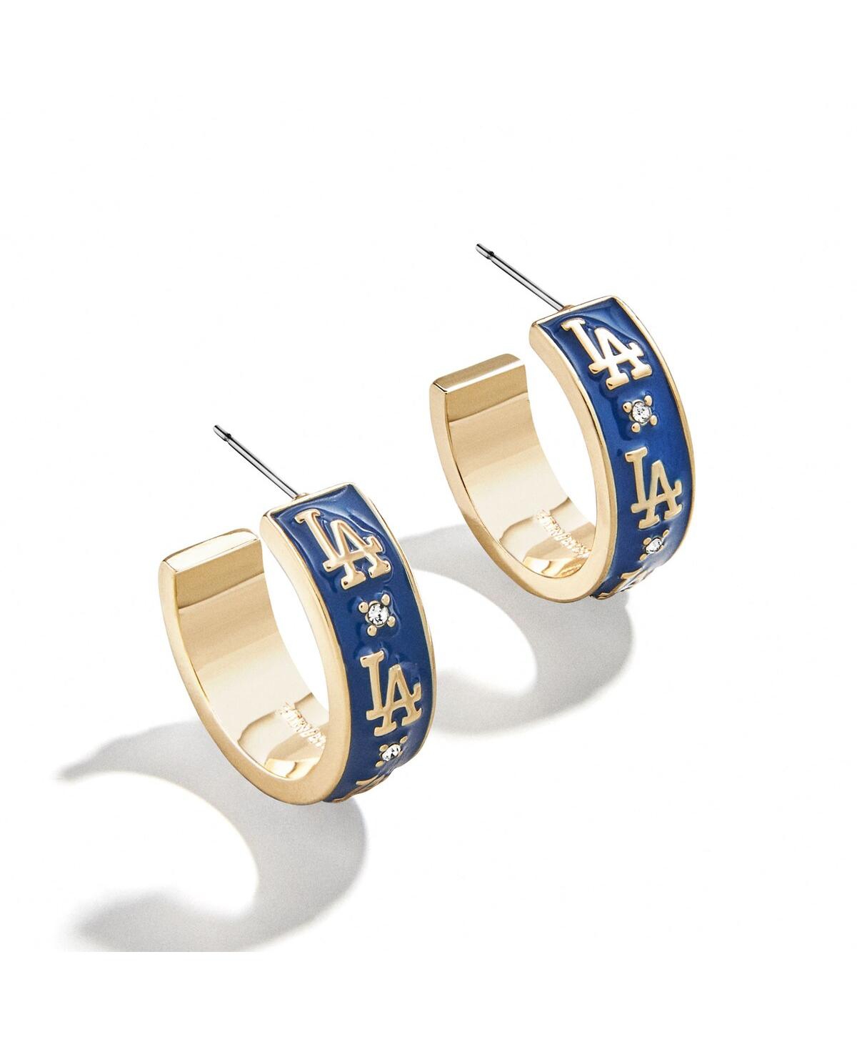 x BaubleBar Los Angeles Dodgers Enamel Hoop Earrings - Gold, Blue