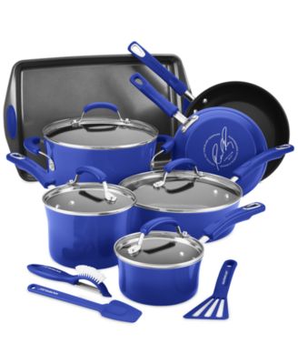 Rachael Ray - 14-Pc. Classic Brights Hard Enamel Nonstick Cookware Set