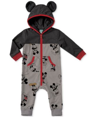 Disney - Baby Boys Mickey Mouse Fleece Hooded Coverall