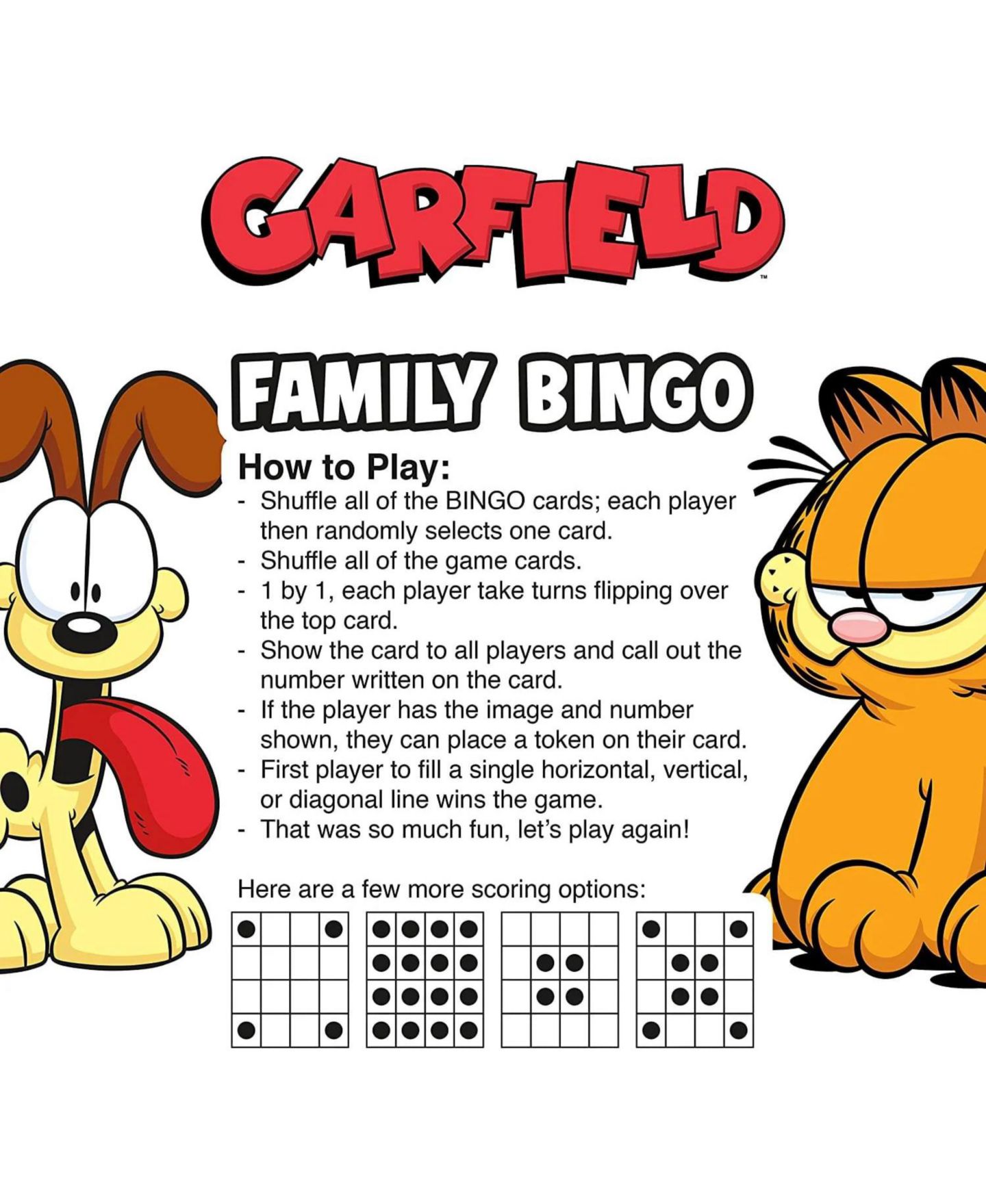 Детская настольная игра NMR Distribution Garfield Family Bingo Board Game, Ages 8+ — фото 3