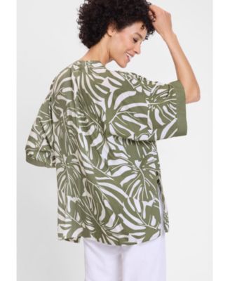 Women's Leaf Print Lightweight Kimono