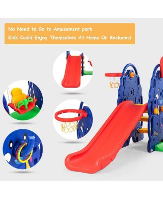3-in-1 Junior Children Freestanding Design Climber Slide Swing Seat Basketball Hoop