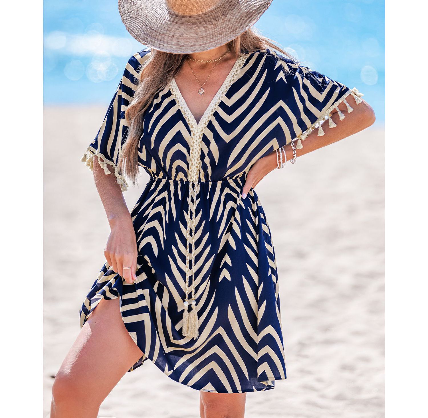 Women's Tropic Oasis Abstract Mini Beach Dress