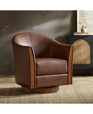 1 piece  Genuine Leather 360-degree Swivel Barrel Chair