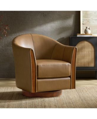 1 piece  Genuine Leather 360-degree Swivel Barrel Chair