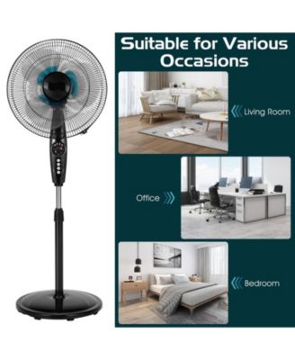  16 Inches Adjustable Height Fan with Quiet Oscillating Stand for Home and Office  Air Circulation Appliance