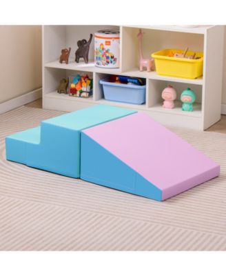 2-Piece Step and Slide Climber for Infants and Toddlers Baby Soft Play Set Foam Blocks
