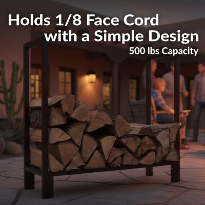 Indoor/Outdoor Steel Fire Pit or Fireplace Firewood Log Rack Holder with Hooks - 30"