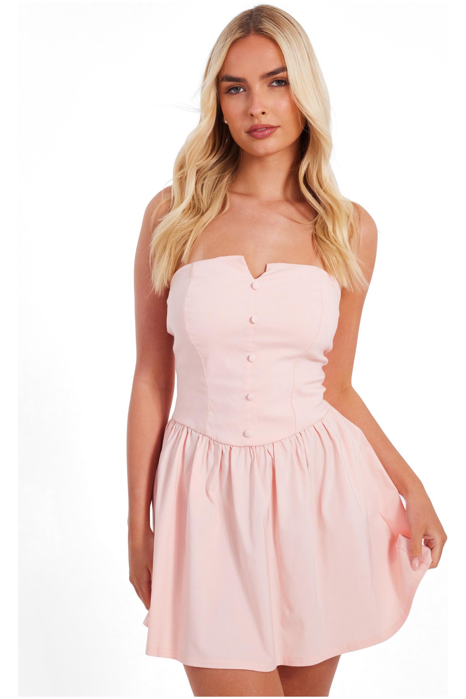 Women's Bardot Button Front Mini Dress