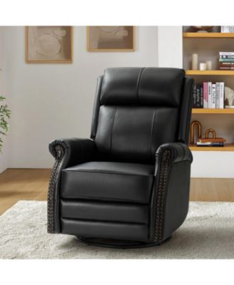 30.5" Wide Genuine Leather Manual Recline, Contemporary Style Osvaldo Recliner Chair