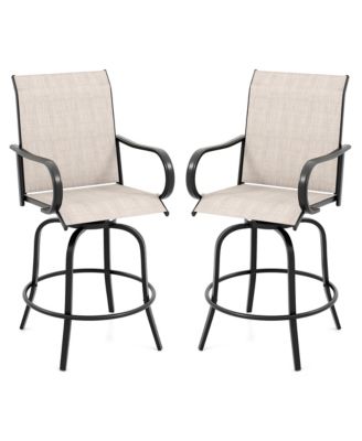 Outdoor Swivel Bar Stool Set of 2 w/Breathable Fabric and Heavy Duty Metal Frame Navy