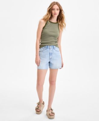 LEVI'S LEVIS WOMENS ESSENTIAL RACER TANK CINCH WAIST DENIM SHORTS 