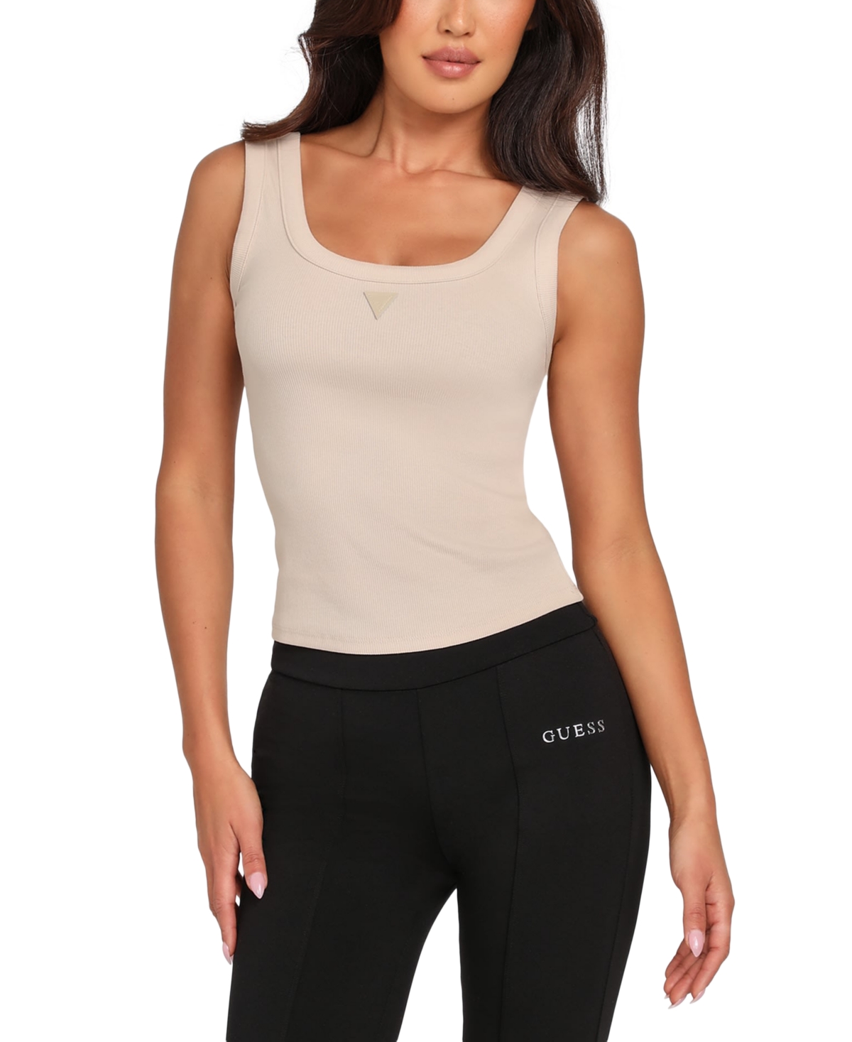 Guess Women's Ribbed Triangle-logo Tank