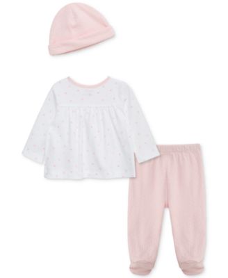 Baby Girls Joyful Cotton Hat, Cardigan & Footed Pants Set
