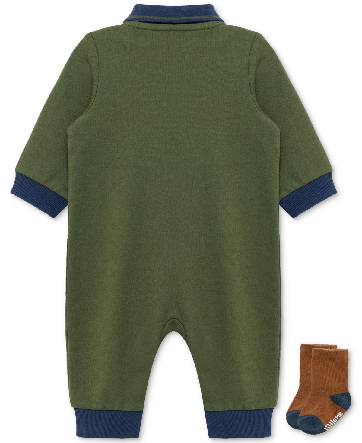 Little Me Football Romper & Socks Set In Green