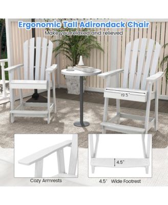 2PCS Bar Stool HDPE Chair with Armrest Footrest Home Indoor Outdoor Patio