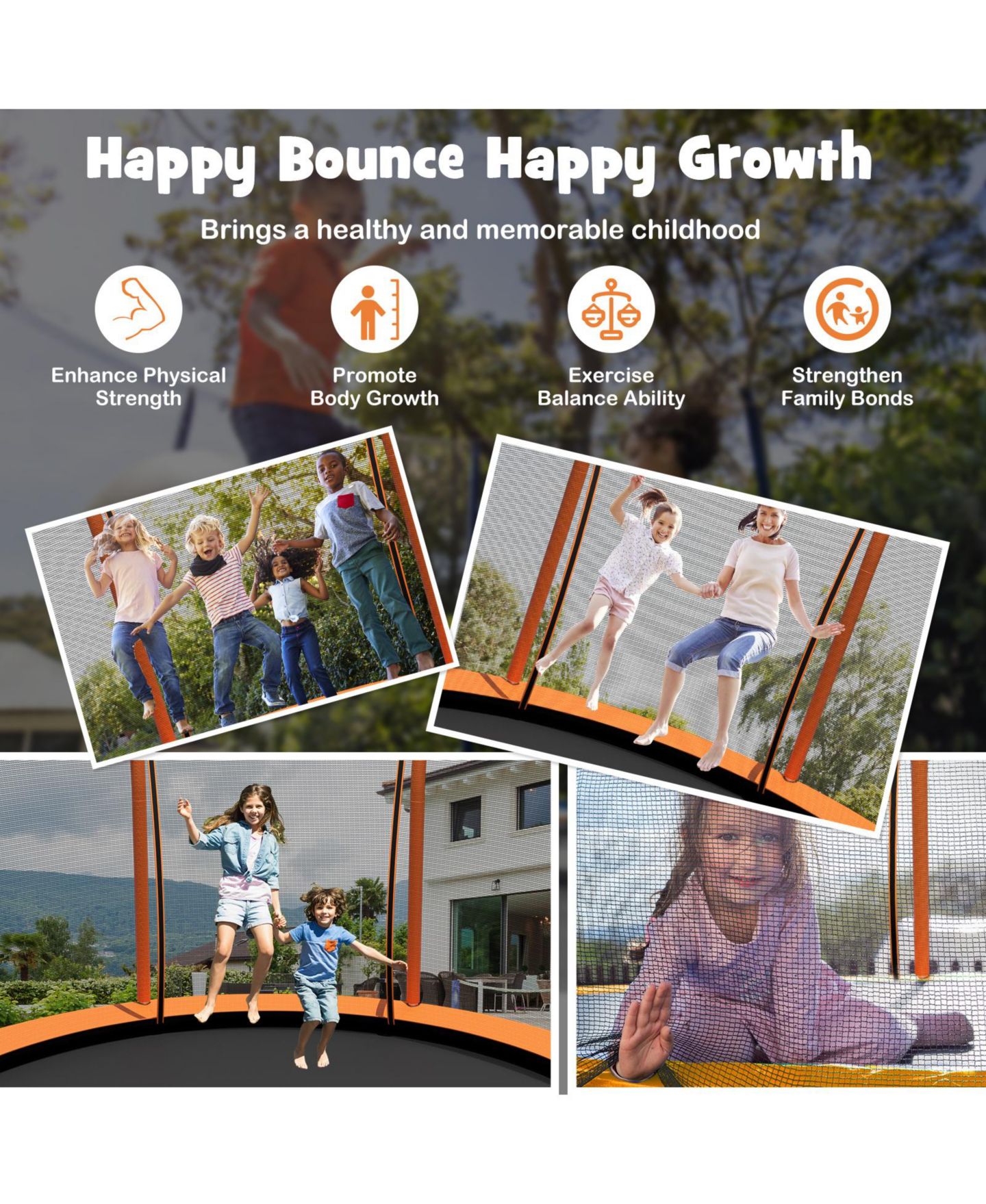 Детская игрушка Mecale Flower Shape Trampoline with 74" High Enclosure Net, от 3 лет, цвет: Оранжевый — фото 7