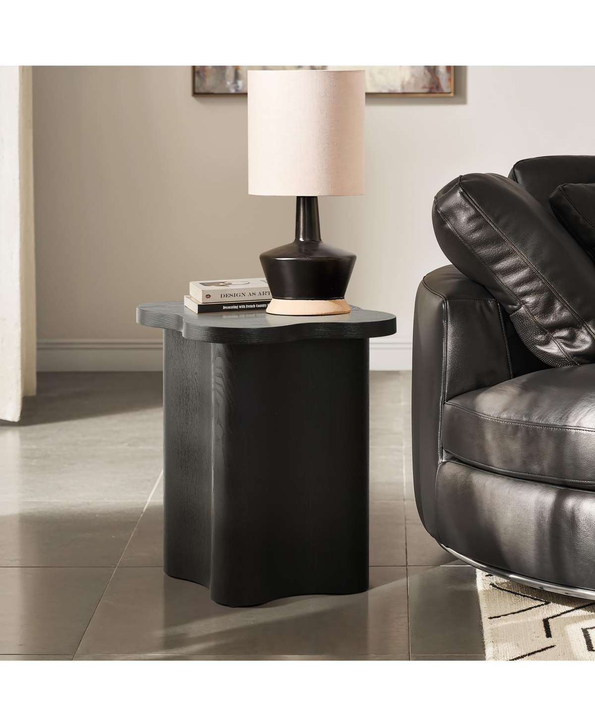 Luxenhome Black Modern Cloverleaf Mdf Wood Side Table