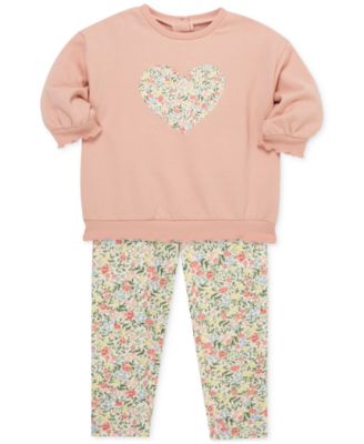 Baby Girls Heart Sweatshirt & Leggings, 2 Piece Set