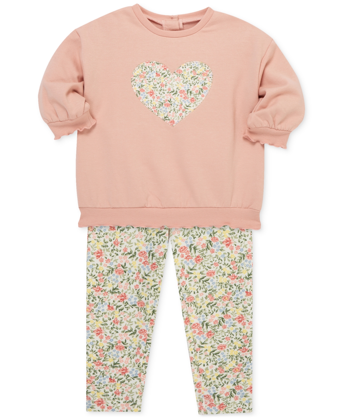 Little Me Heart Sweatshirt & Leggings Set In Pink