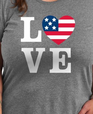Plus Size Americana Heart Love Flag Graphic Crew Neck T-Shirt