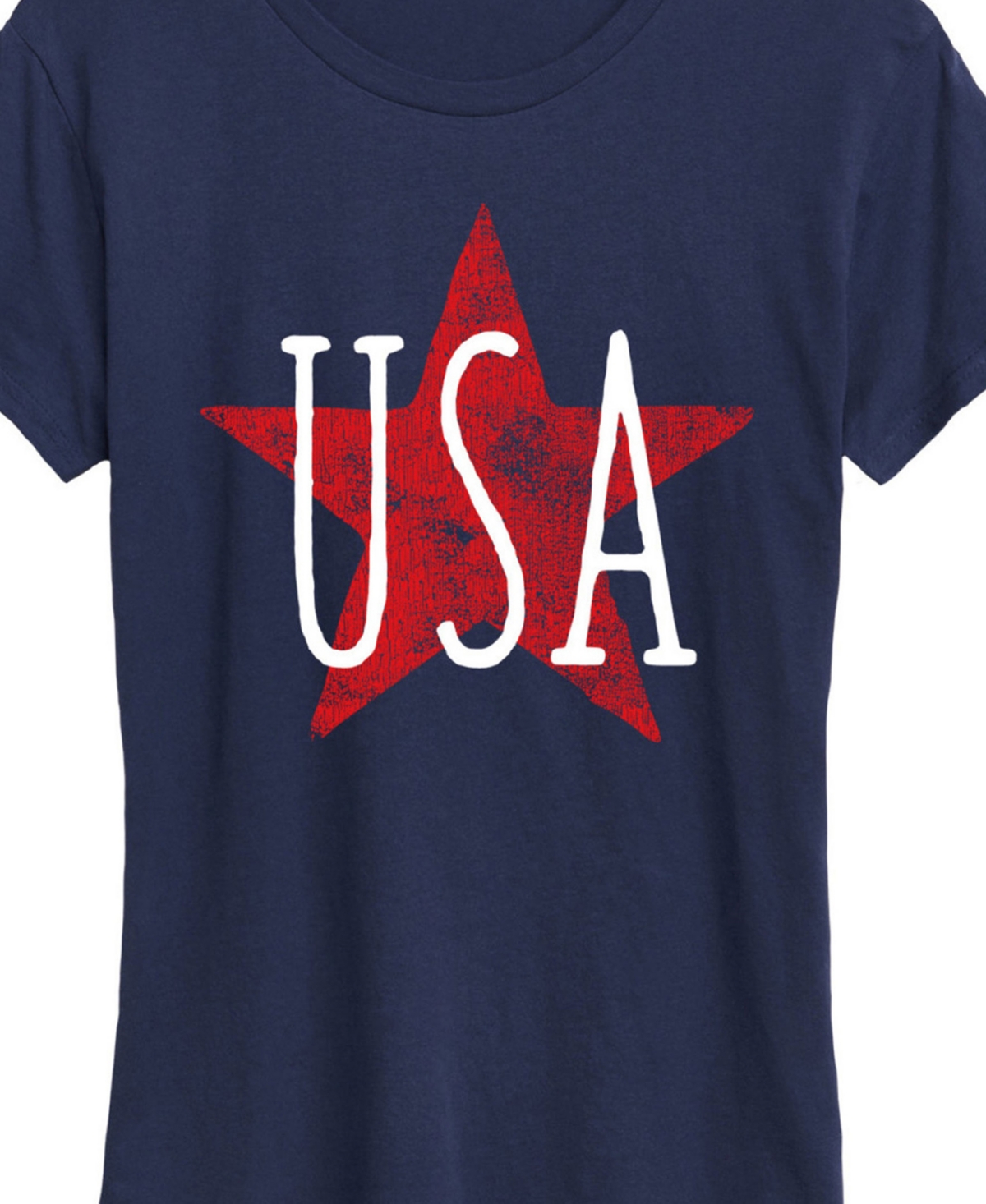 Hybrid Apparel Plus Size Americana Usa Star Graphic Crew Neck T-shirt