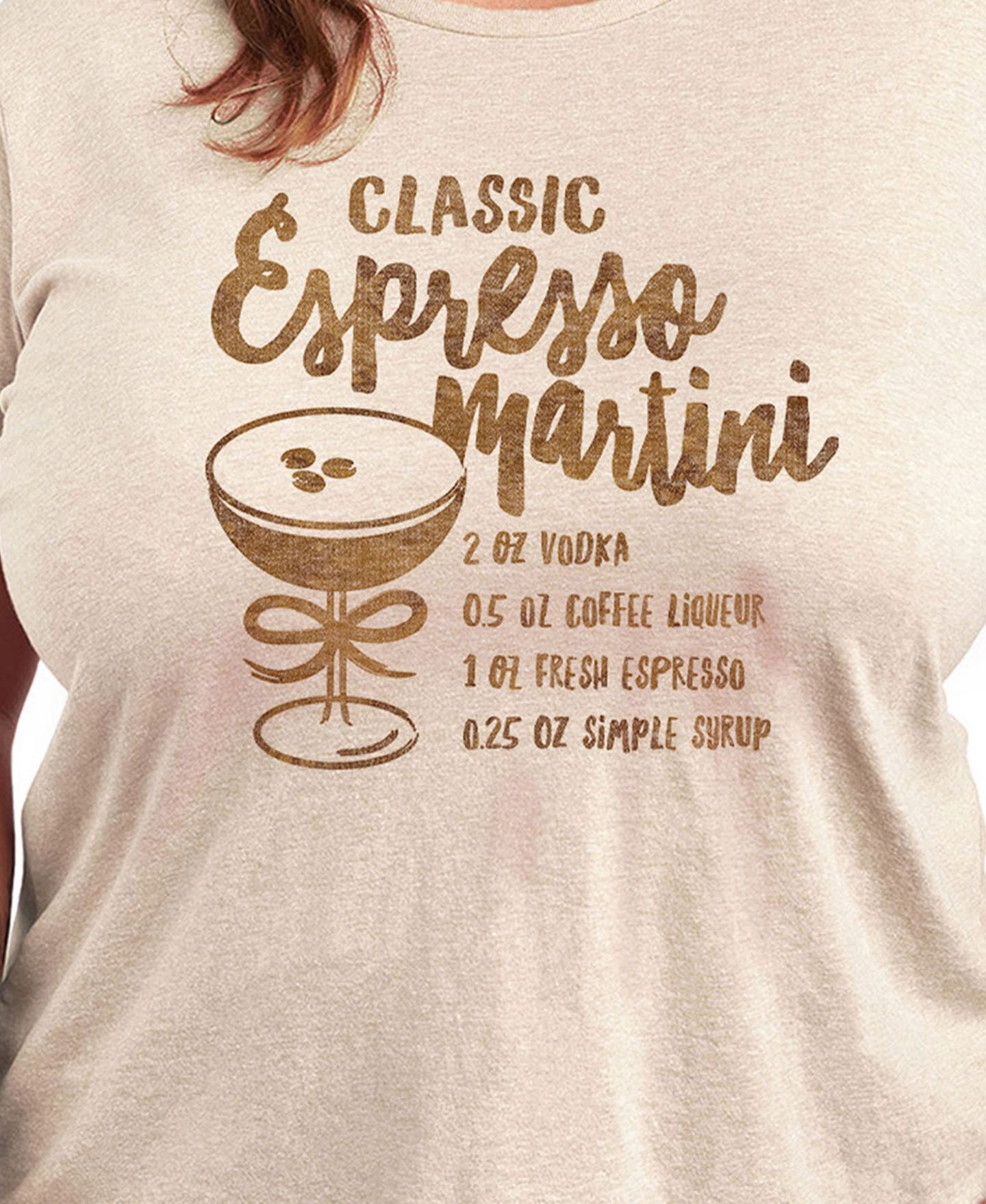 Женская футболка Hybrid Apparel Plus Size Espresso Martini Graphic Crew Neck, цвет: Бежевый / Хаки — фото 3