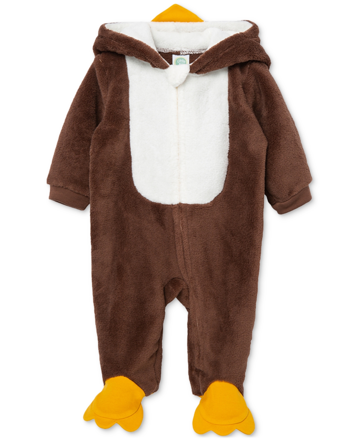 Little Me Baby Turkey Minky Fleece Footed Coverall In Brown