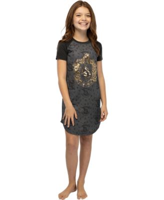 Big Girls Foil Print Hogwarts House Crest Short-Sleeve Raglan Nightgown Pajama