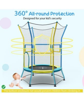 Mini Trampoline for Kids with Safety Enclosure Net and Foam Handles