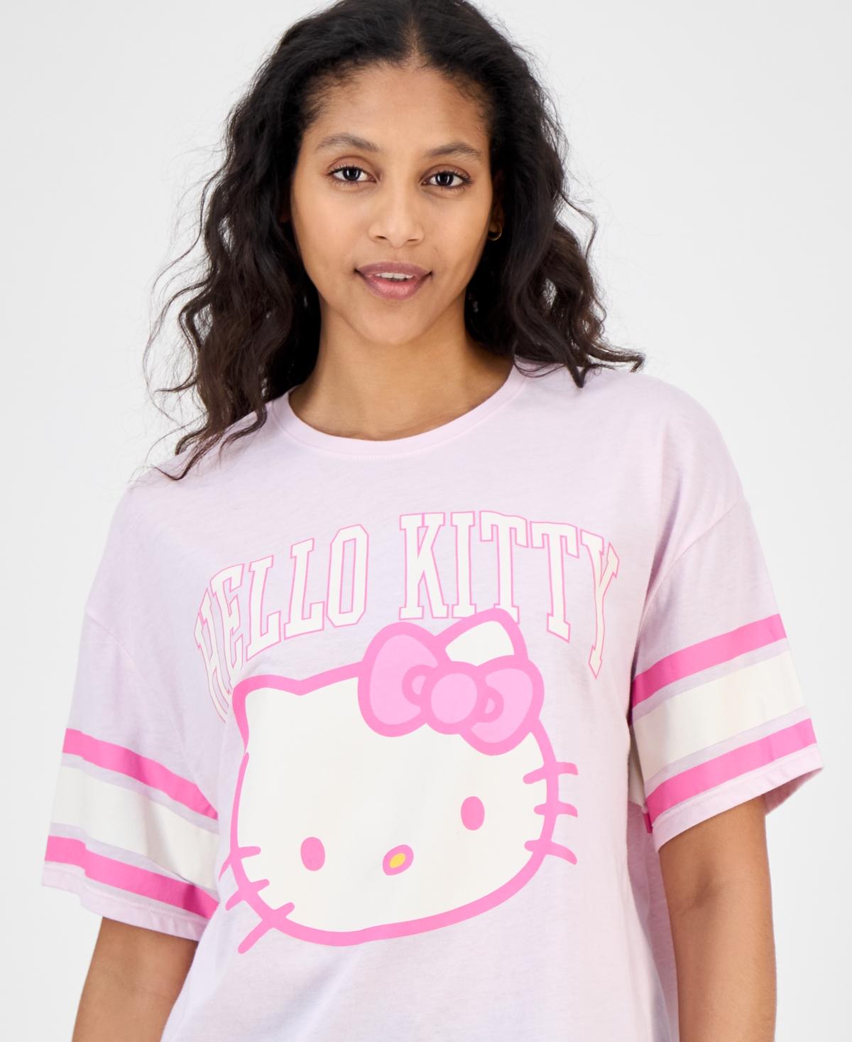 Grayson Threads, The Label Trendy Plus Size Varsity Hello Kitty T-shirt In Pink