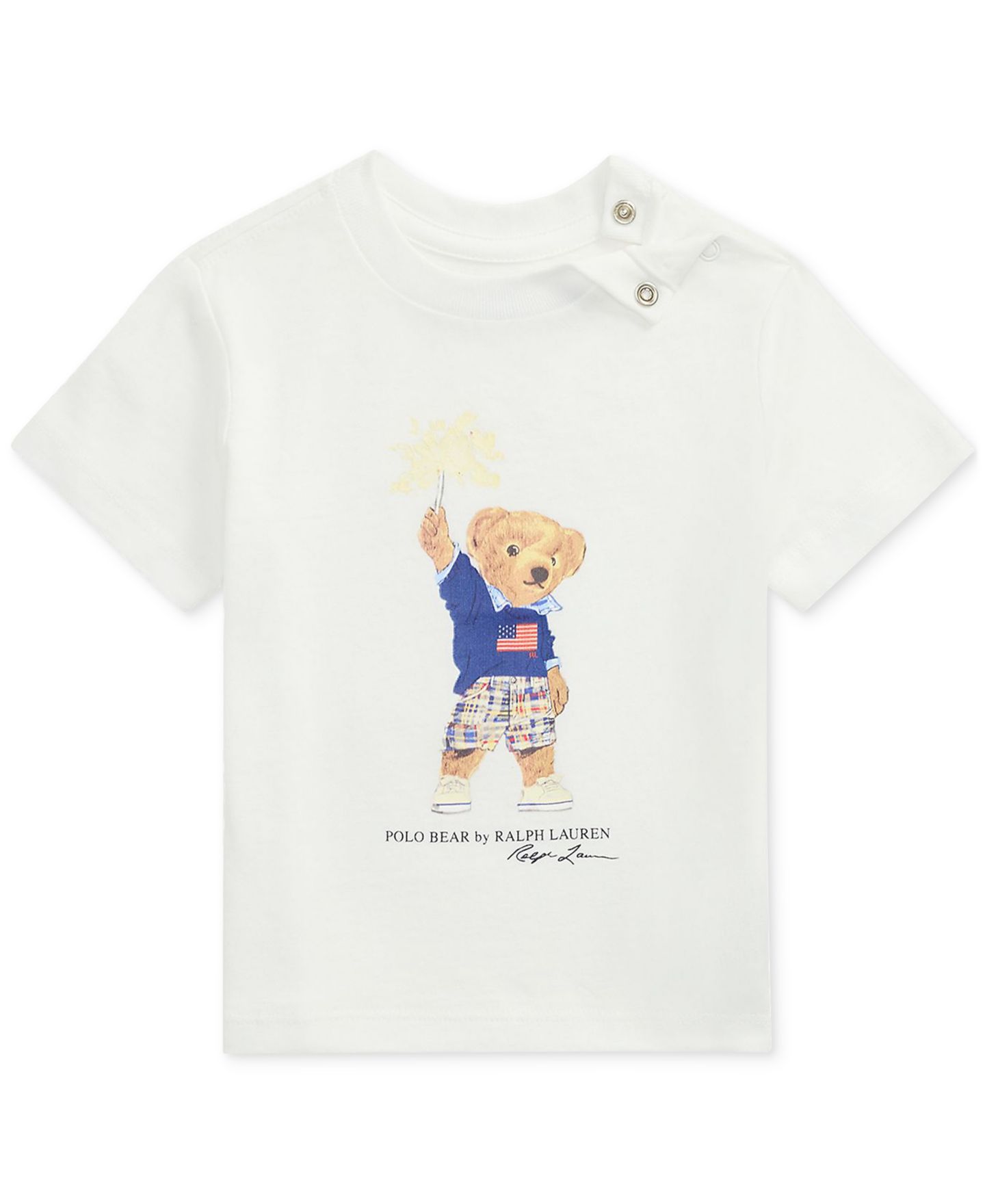 Футболка Polo Ralph Lauren Cotton Jersey Polo Bear T-Shirt для мальчиков-малышей, цвет: Белый — фото 1