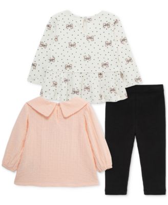 Baby Girls 3-Pc. Bow Shirt & Leggings Play Set