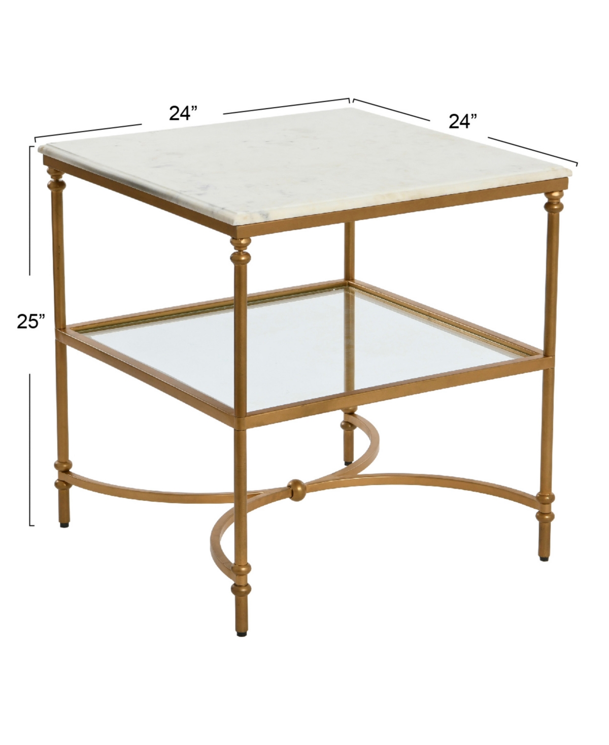 Creative Co-op 24" Libertine Genuine Marble And Metal Ogee Edge Square End Table