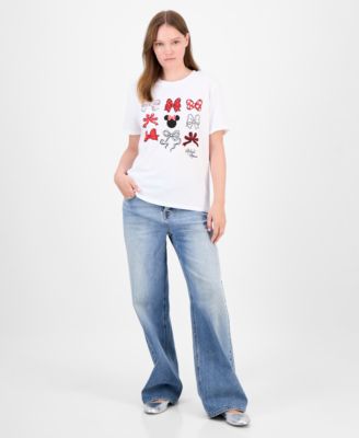 Juniors' Minnie Mouse Bows Graphic T-Shirt
