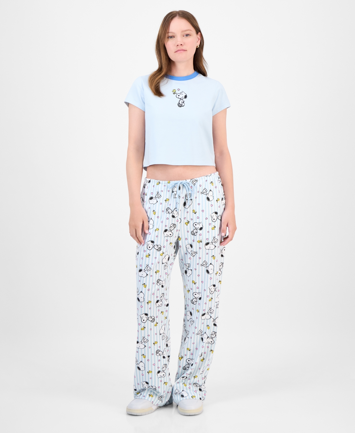 Love Tribe Juniors' Snoopy Crewneck T-shirt In Blue