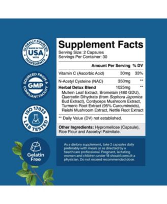 Lung Cleanse Capsules | Lung Detox Mullein Leaf Capsules | Respiratory Supplement for Sinus Immunity Breathing Support | 60ct