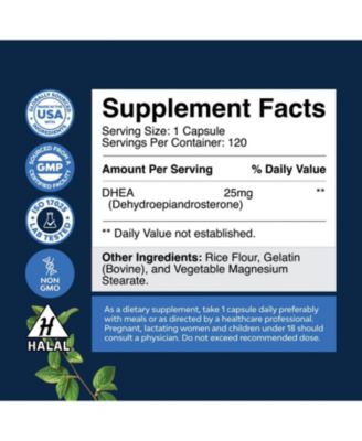 DHEA 25mg for Women & Men | DHEA Supplement for Mood Energy & Immune Support, Hormone Balance Supplement | 120ct