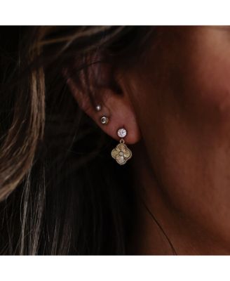 Non-Tarnishing 10mm Gold Filled Clover with Cubic Zirconia Stud Earrings