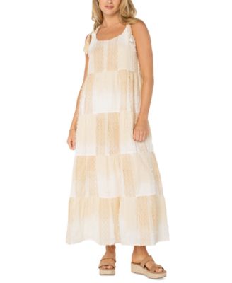 Women's Printed Textured Cotton Sleeveless Maxi Dress