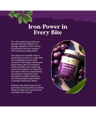 Super Iron Gummy | Chewable Iron Supplement for Women and Men with Vitamin C | Grape Flavor| 60ct