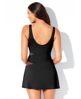 Купальники для всех больших размеров с квадратным вырезом и сетчатым вырезом Swimdress