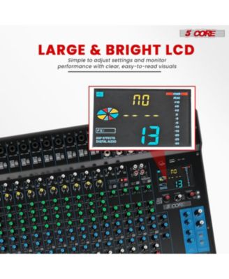 DJ Audio Mixer 24 Channel Stereo Sound Board w 256 effects USB Bluetooth 48V Phantom Power