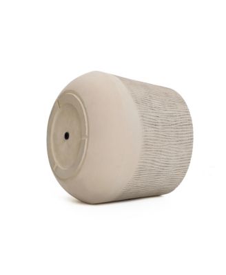 Blended Tan with Wood Pattern Round Tapered 15-Inch Tall MgO Planter, Indoor and Outdoor