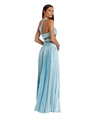 Женское плиссированное платье цвета Шармез с разрезом на одно плечо от Mac Duggal