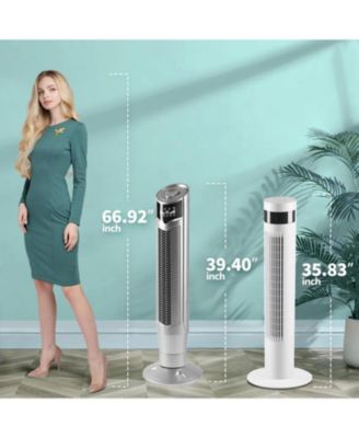 Tower Fan 360°Oscillating Fan Quiet Cooling 24H Timer Remote Control Powerful Standing 8 Wind Speed 3 Wind Modes Ionizer Mode Bladeless Portable LED Display,Bedroom 40-Inch SILVER