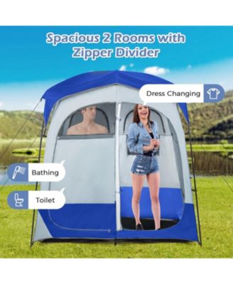 2 Rooms Oversize Privacy Shower Tent with Removable Rain Fly and Inside Pocket